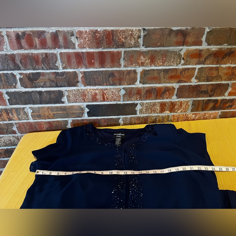 Positive Attitude Blue Embellished Short Sleeve Formal Long Dress Size:18Tall - Picture 5 of 6